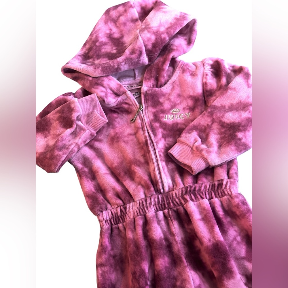 Infant Girl Juicy Couture Tie Dye Velour Hooded Jumper Romper 18 months‎